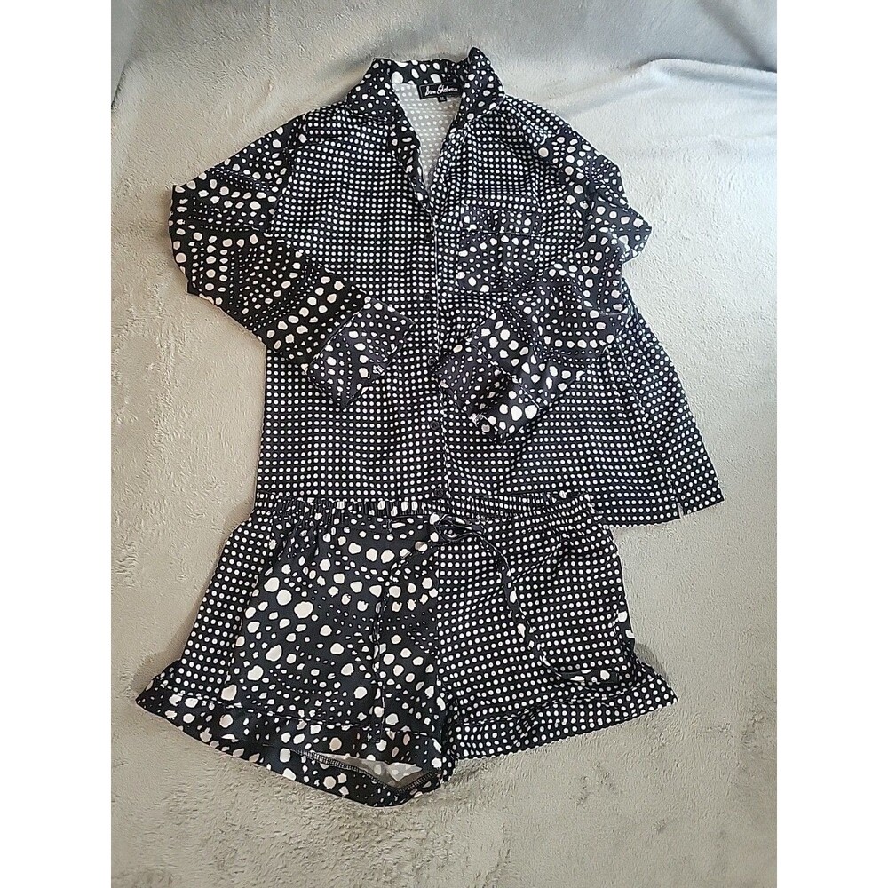Sam Edelman Pajamas  Set  Women's Size Medium Black White Polk Dot